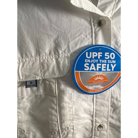 Columbia Shadowcaster women’s plus 1x white PFG SPF long sleeve button up shirt - Picture 6 of 7